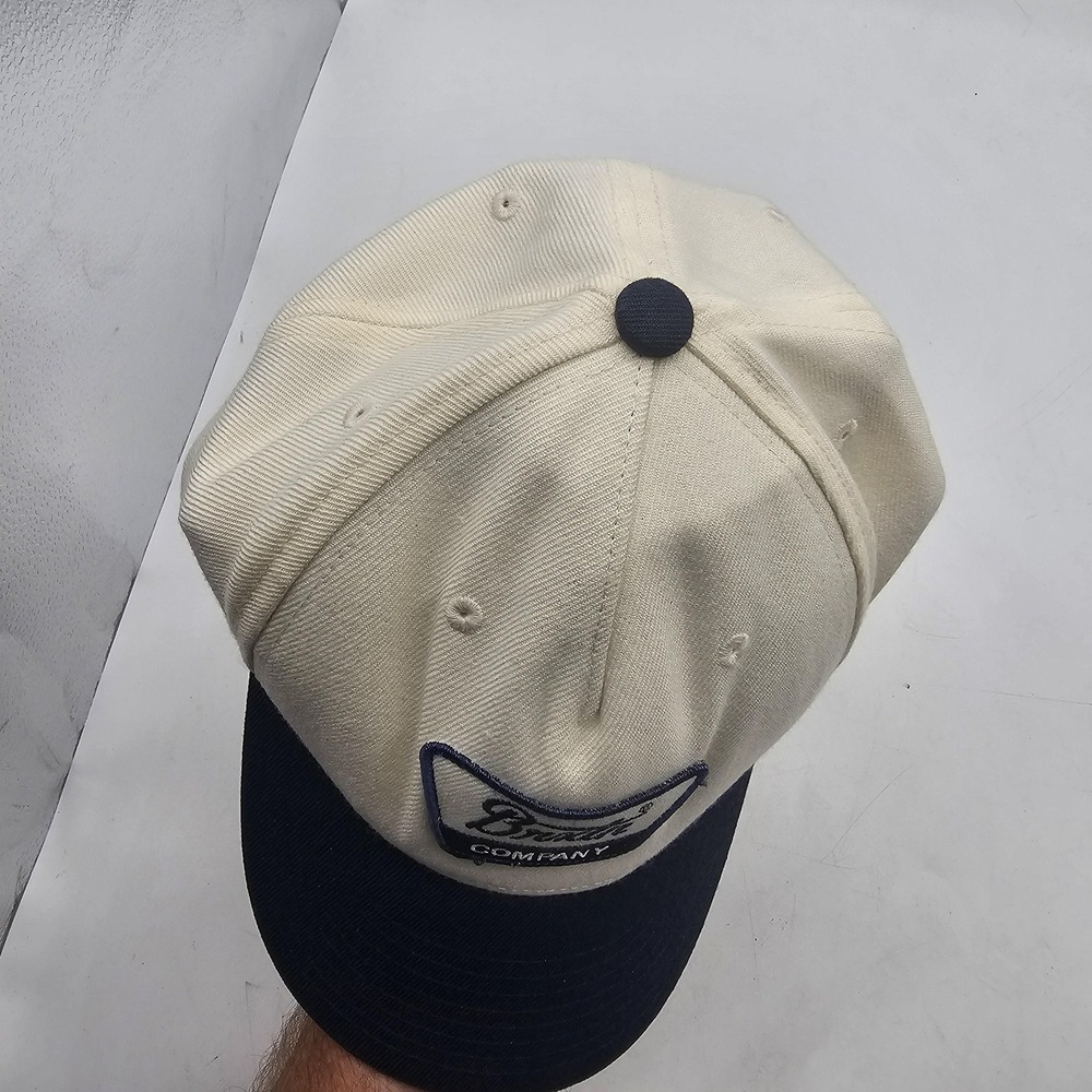 Brixton Company Hat Cap Snap Back Mens One Size Beige Navy Baseball Patch Logo - Picture 2 of 10